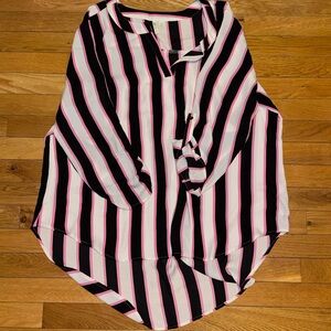 Cato Black and Pink Striped Blouse
